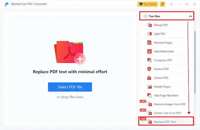 workintool replace pdf text