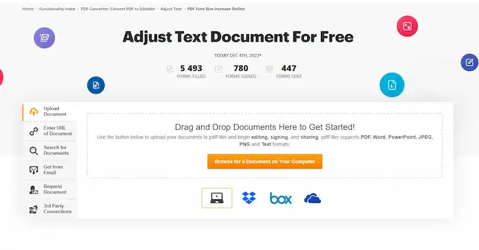 adjust text document pdffiller