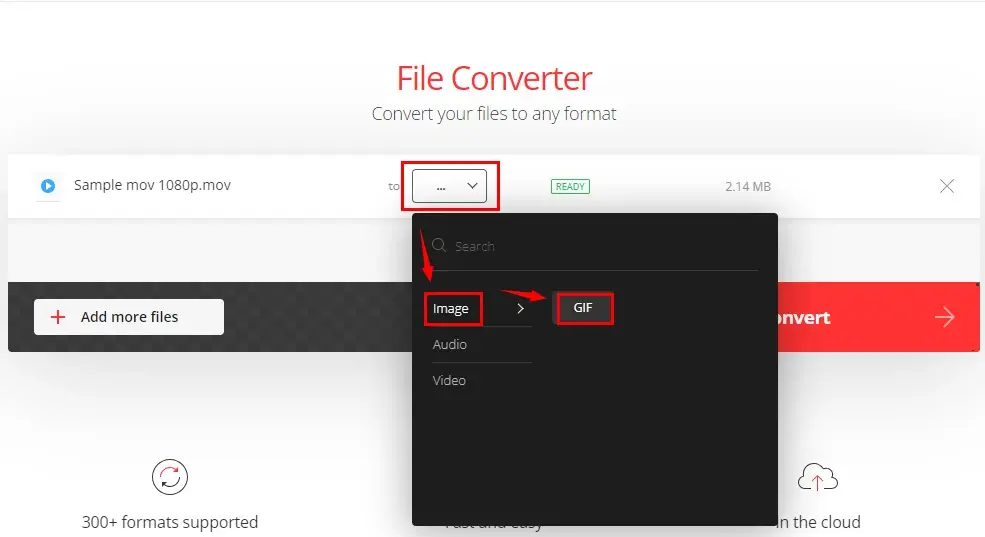 how to convert mov to gif with convertio 2