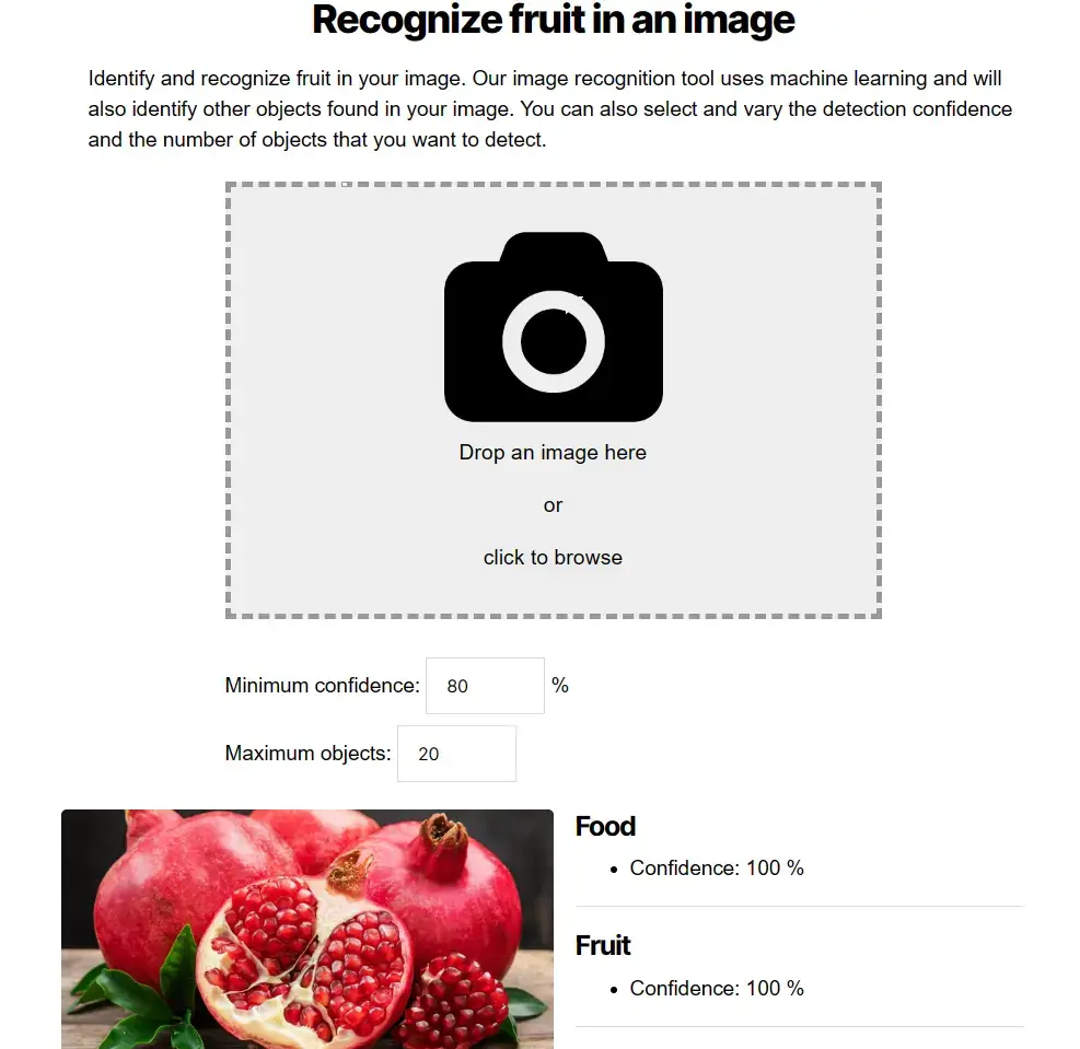 how to identify a fruit from a picture online with image recognize
