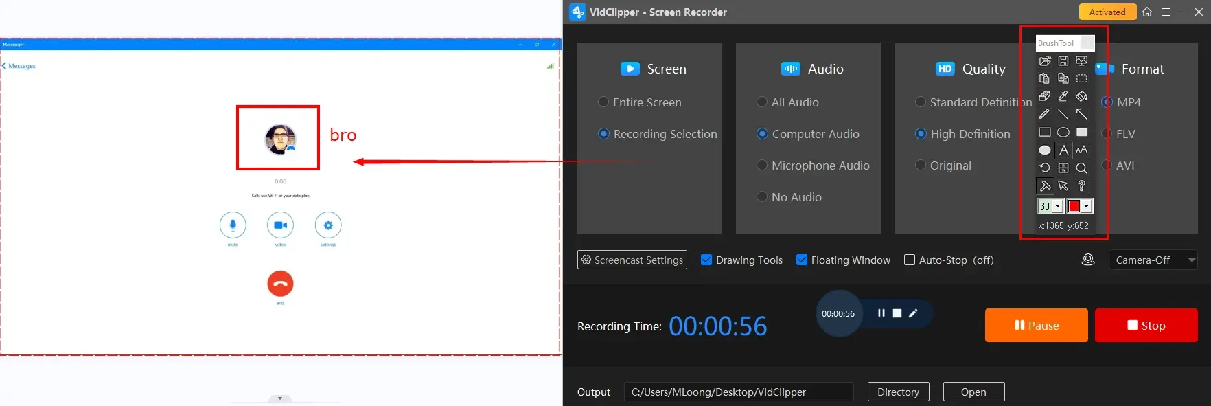 how to record messenger video call on windows with workintool capture screen recorder 1