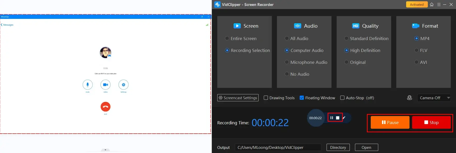 how to record messenger video call on windows with workintool capture screen recorder 2