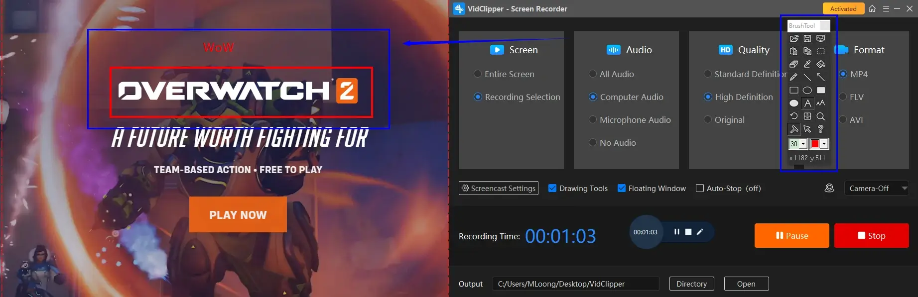 how to record overwatch games on windows with workintool capture screen recorder 1