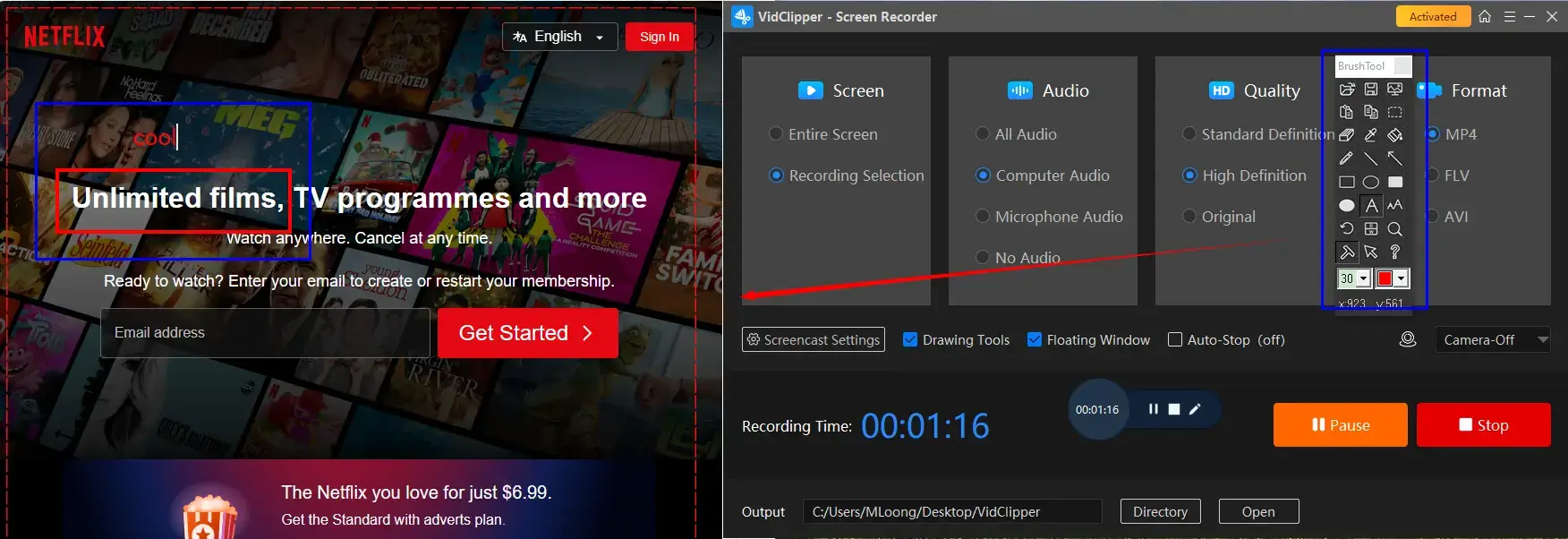how to screen record on netflix with workintool capture screen recorder 1