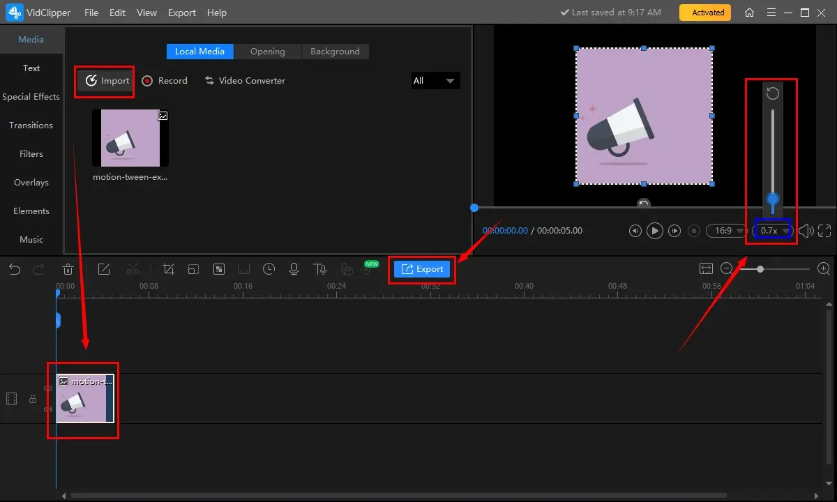 how to slow down a gif in workintool vidclipper