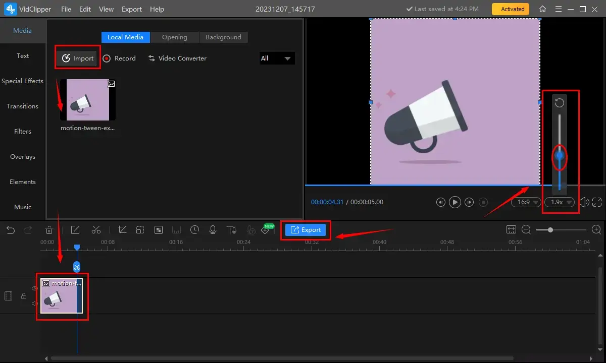 how to speed up a gif on windows in workintool vidclipper