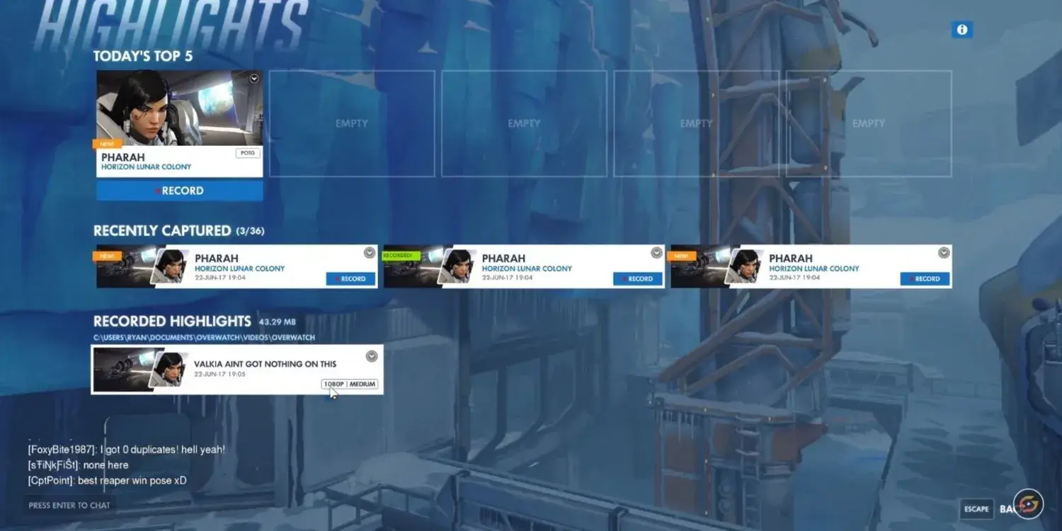 how to view highlights in overwatch