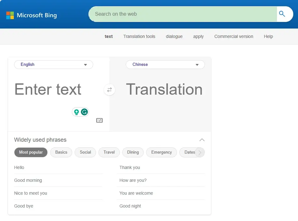 one of the online alternatives to google translate bing translator