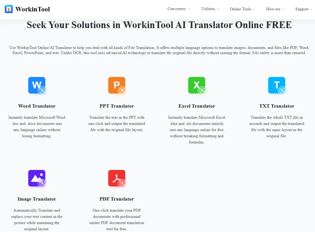 one of the online alternatives to google translate workintool online translators