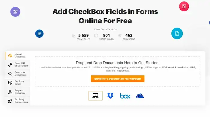 pdffiller online checkbox adder