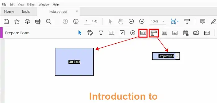 add list box and drop down menu to pdf adobe