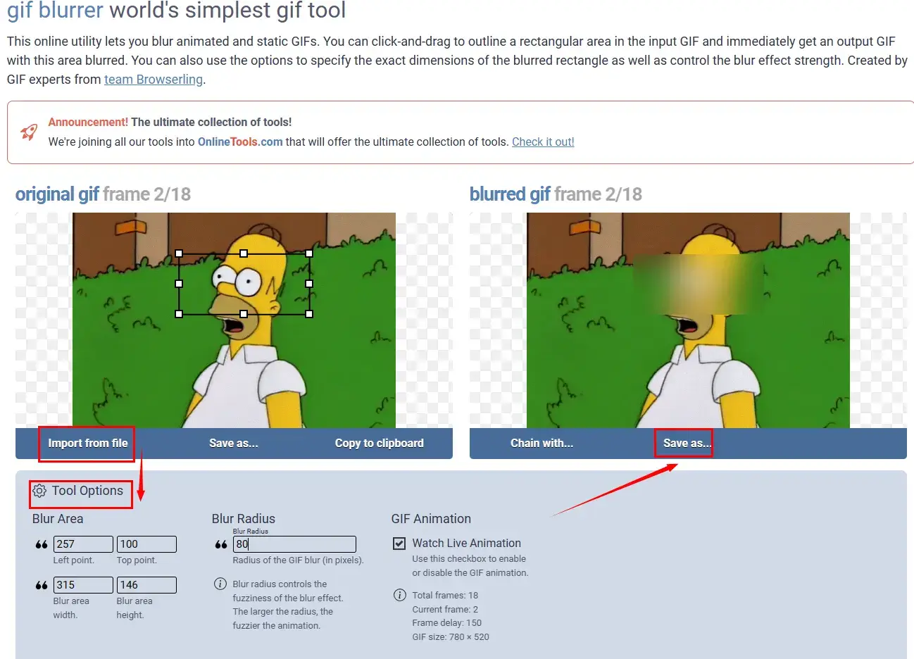 how to blur part of a gif online via online gif tools