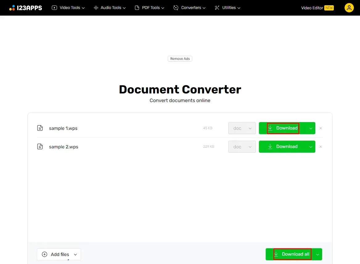 how to convert wps to word online in 123 apps document converter 2