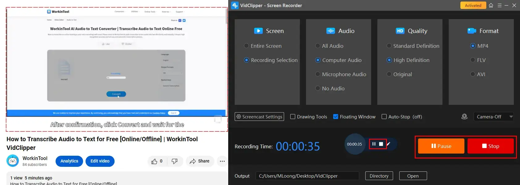how to record high quality videos on windows with workintool capture screen recorder 2