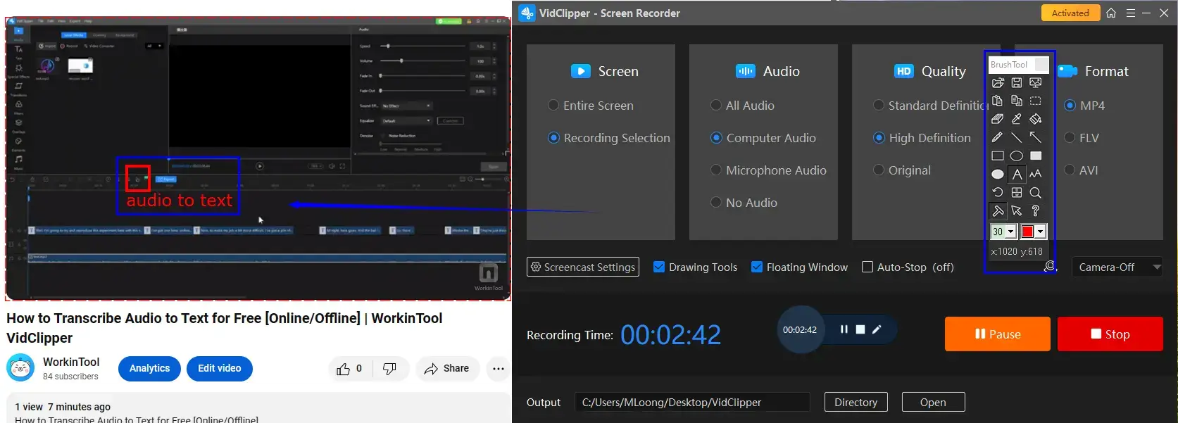how to record high quality videos on windows with workintool capture screen recorder drawing tool