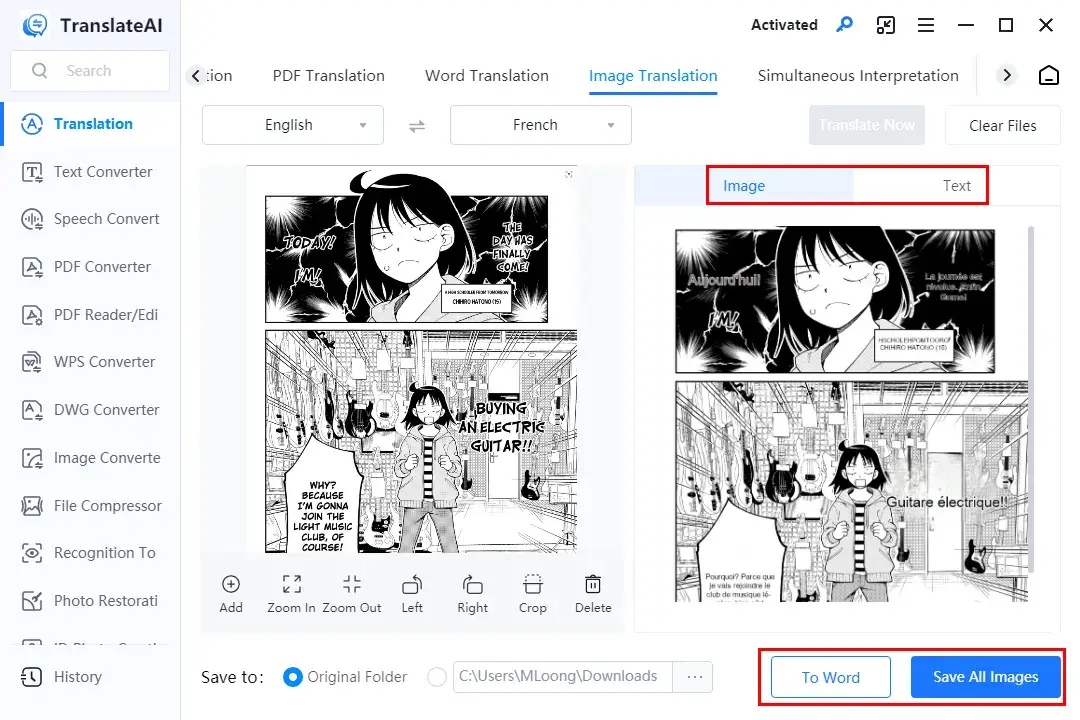 how to translate a comic page on windows through workintool translateai image translation 2