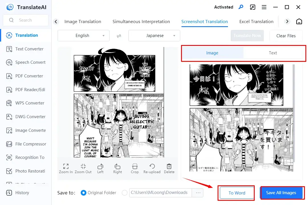 how to translate a comic page on windows through workintool translateai screenshot translation 2