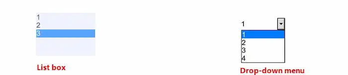 list box and drop down menu adobe