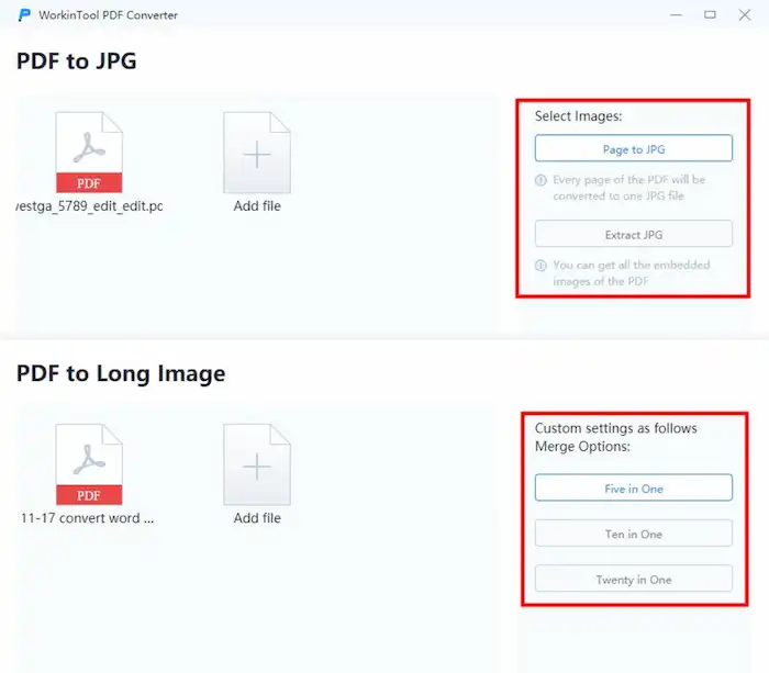 pdf to image workintool custom settings