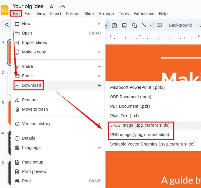 download google slides as jpg or png