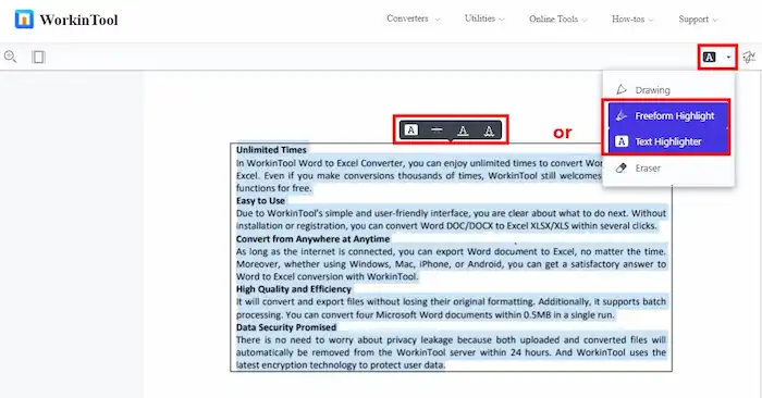 highlight strikethrough underline and squiggle pdf online