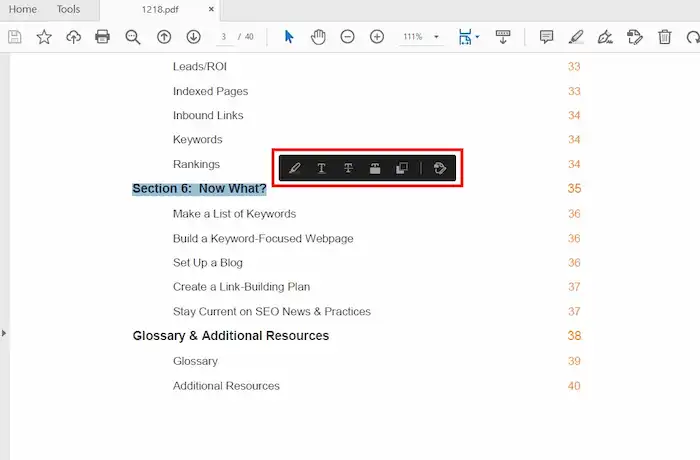 highlight underline strikethrough and redact pdf adobe