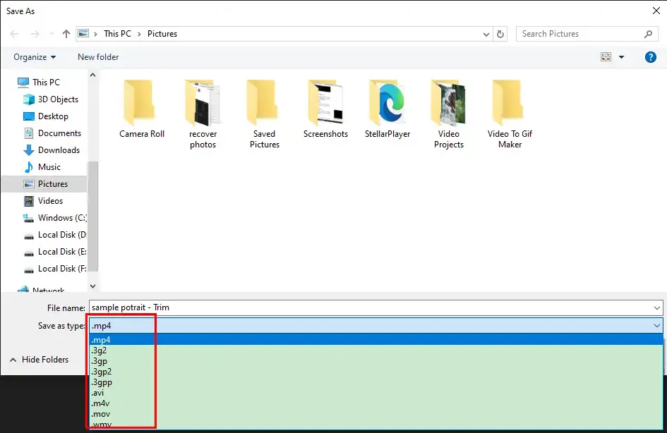 how to change video format in photos on windows 3