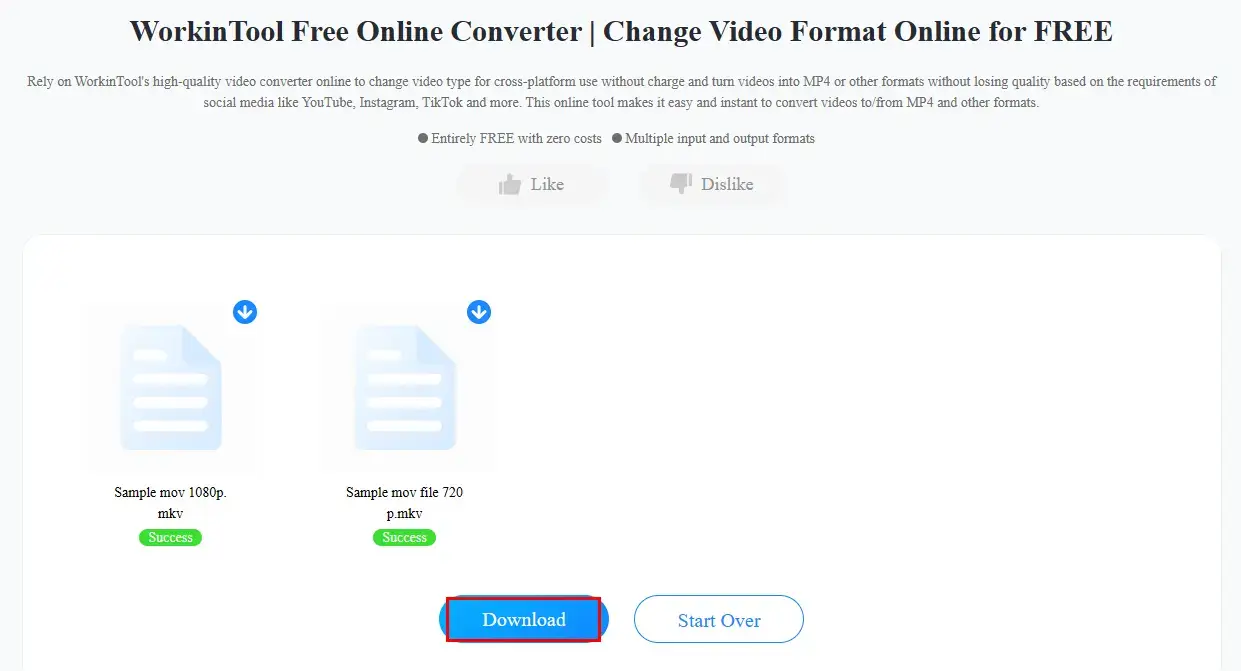 how to change video format online in workintool online video converter 3