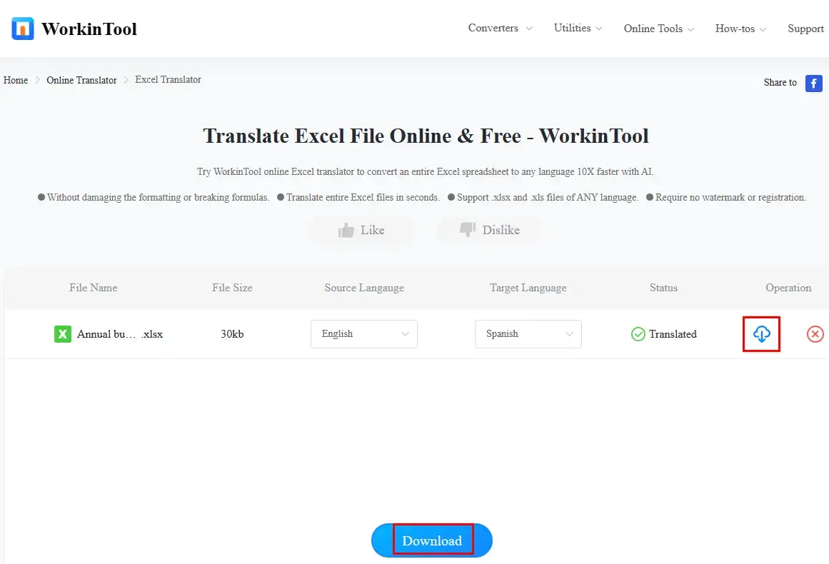 how to translate google sheets online with workintool online excel translator 2