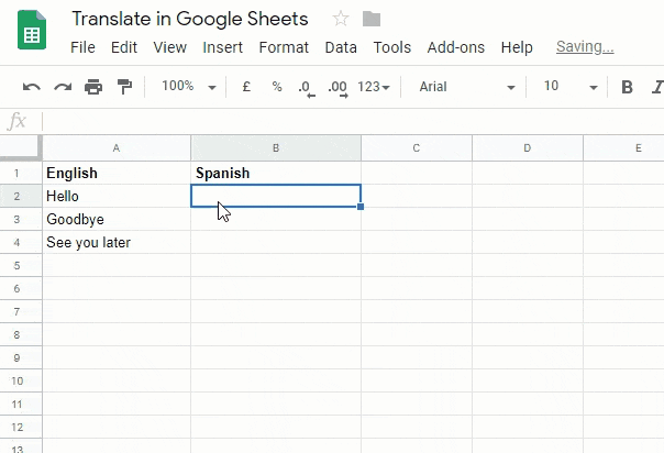 how to translate google sheets with translation formula