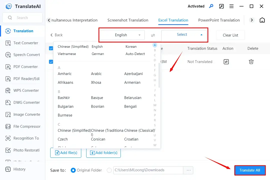 how to translate google sheets with workintool translateai excel translation