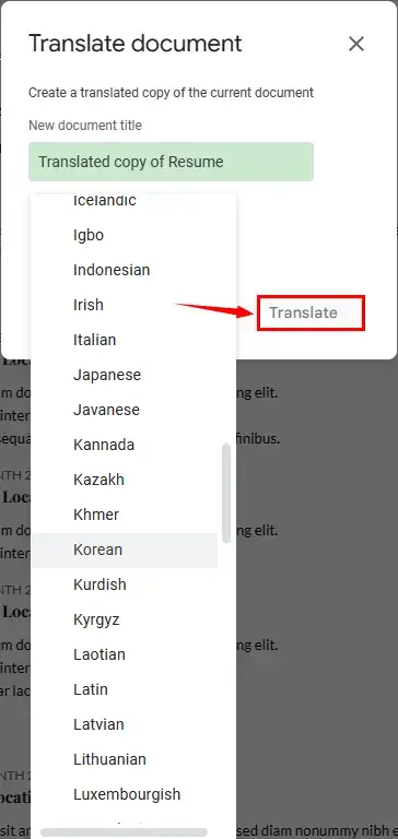 how to translate on google docs with its built in translation feature 2