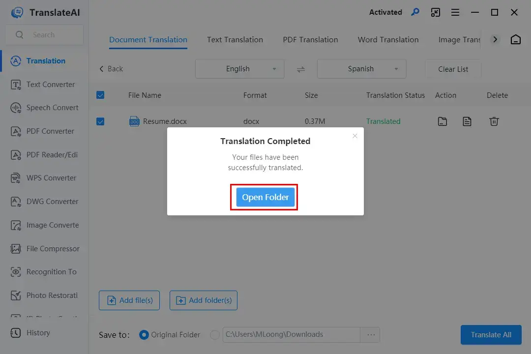 how to translate on google docs with workintool translateai document translation 2