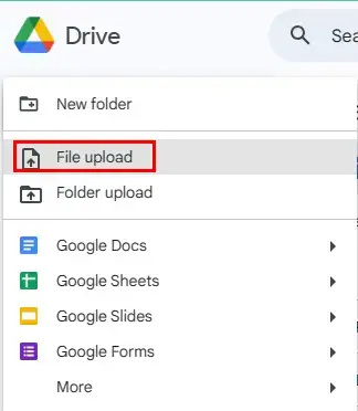 upload a file to google drive