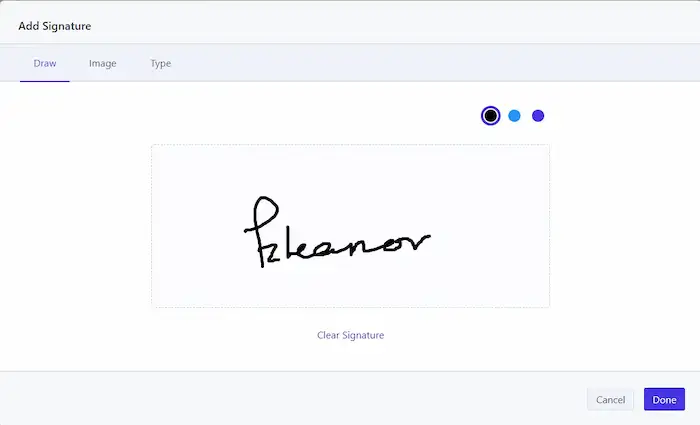 add signature drawing to pdf