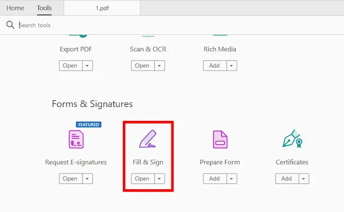 adobe acrobat fill sign tool