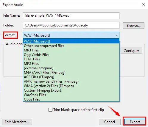 how to convert audio files in audacity 2