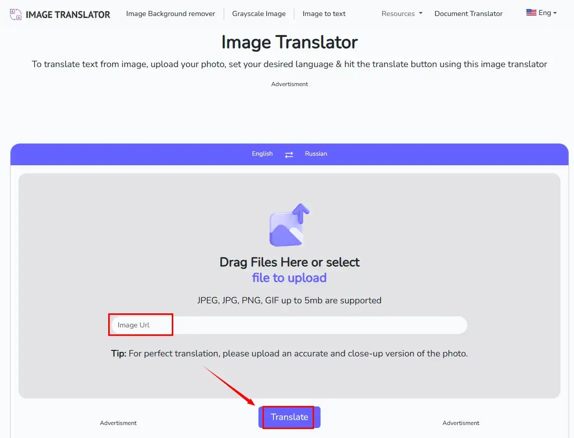 how to scan a picture and translate it through image translator