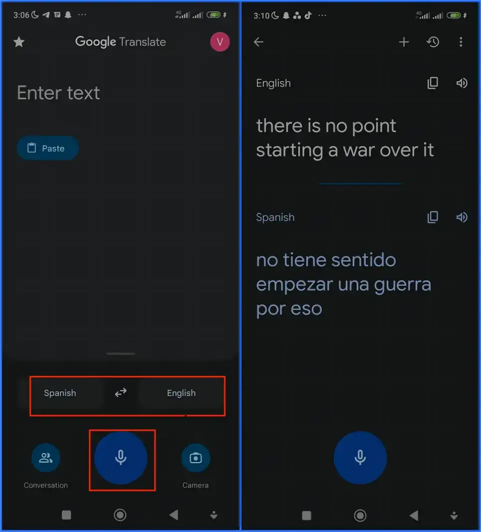 how to translate audio in mobile google translate