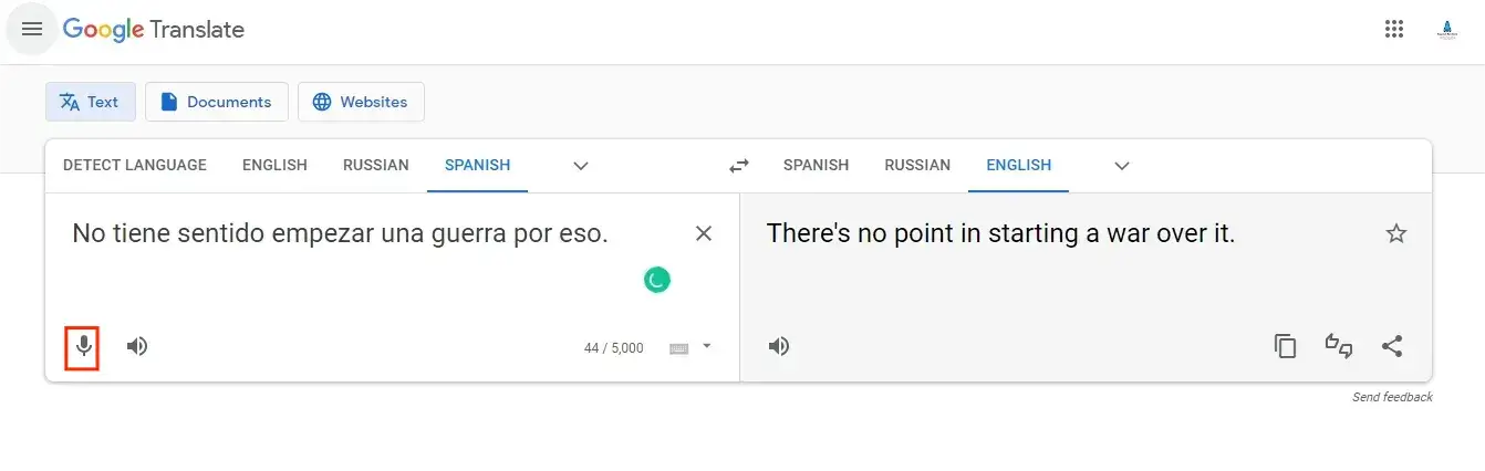 how to translate audio in pc google translate