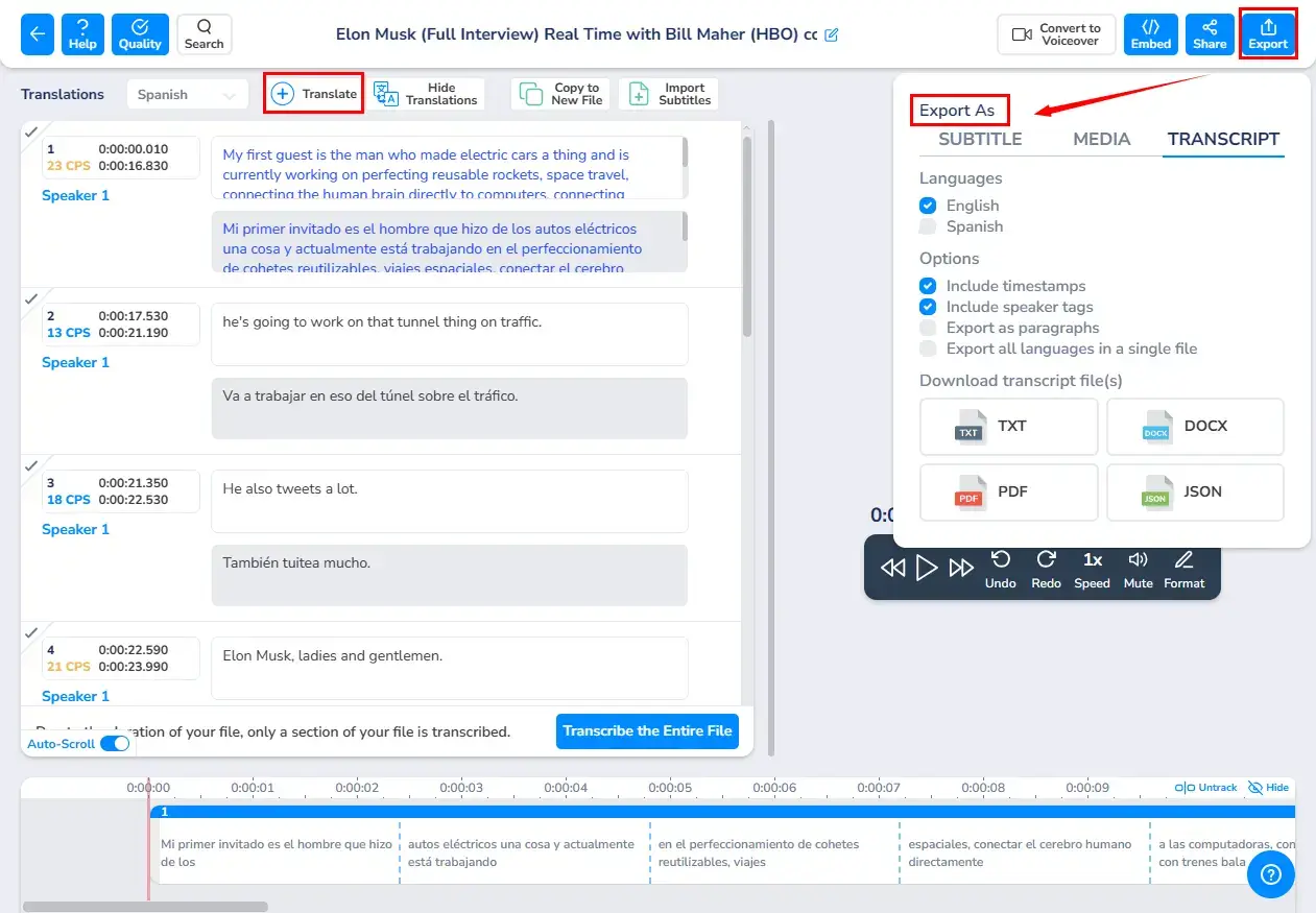 how to translate audio online in maestra 2