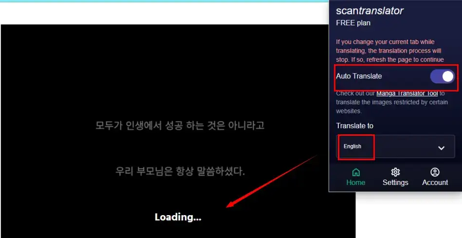 how to translate korean manhwa in scan translator