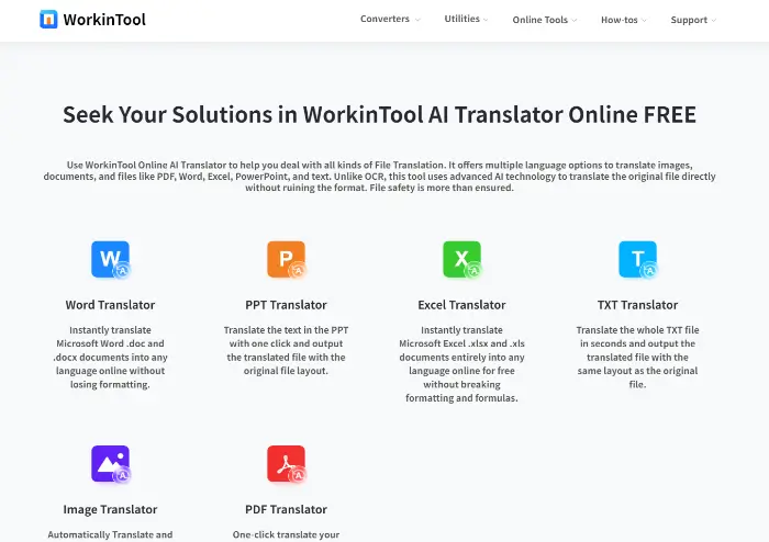 WorkinTool Online PDF Translator
