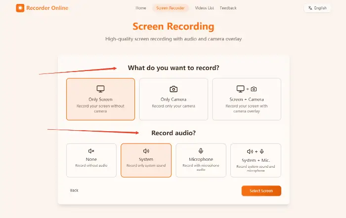 Recorder Online (step 2)
