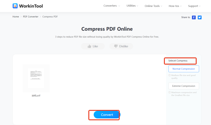 Compress PDF step2