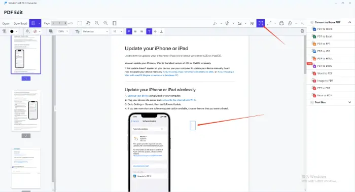 WorkinTool PDF Converter (step 2)