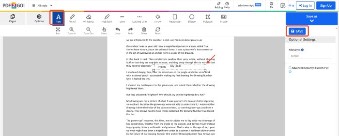PDF2GO step2