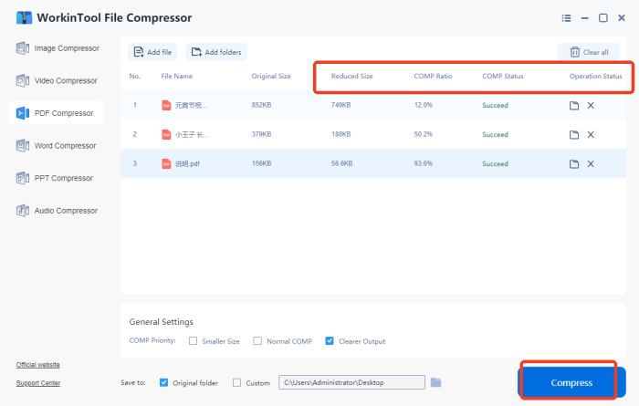 WorkinTool File Compressor Step4